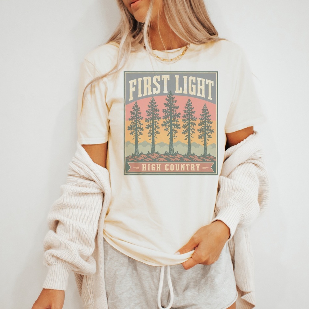 High Country Trees Graphic Tee Vintage Style Nature Design